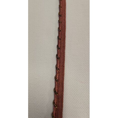 Paspelkordel Paspelband Kordel Band altrosa gold schwarz Breite 9 mm, Meterware