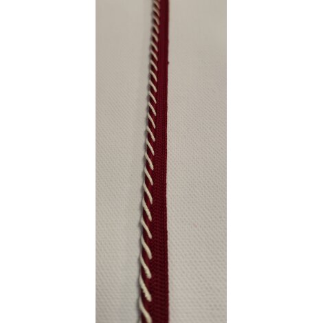 Paspelkordel Paspelband Kordel Band rot glitzer-weiß Breite 10 mm, Meterware
