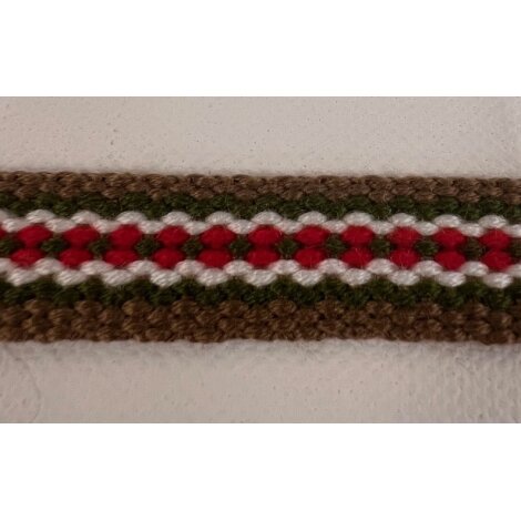 Webband Baumwolle 15 mm braun grün rot weiß, Meterware