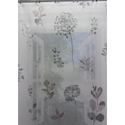 Stores Vorhang Leinenoptik weiß Blumen Gräser rose salbei transparent, Meterware