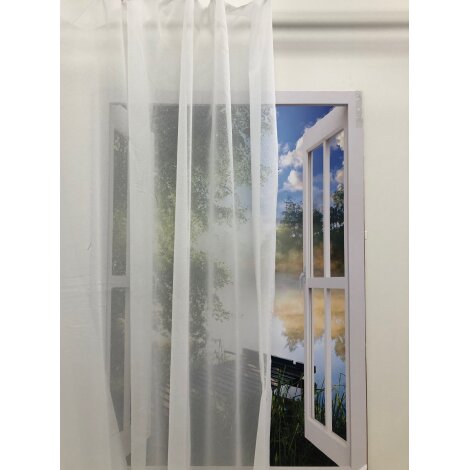 Stores Gardine Vorhang Stoff weiß einfarbig transparent, Reststück 1,9 m