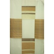 Deko Stoff Gardine Vorhang Sherley K&auml;stchen creme beige braun, Restst&uuml;ck 2,9 m