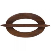 Dekospange Raffhalter Schalspange oval aus Massiv-Holz mini braun