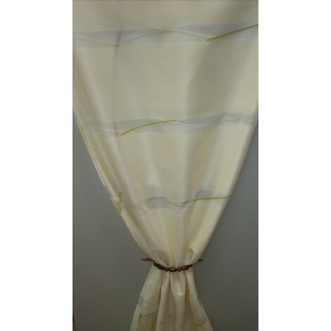 Deko Stoff Gardine Vorhang Streifen Sherley natur grün, Reststück 3,5 m