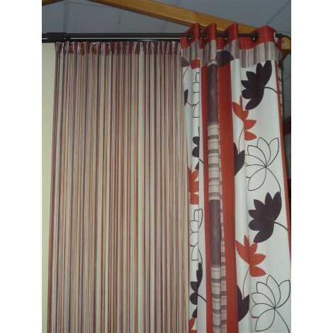 Musterfenster Vorhang Schal Fl&auml;chenvorhang creme orange braun, fertig gen&auml;ht