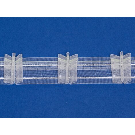 Faltenband 3 Falten Gardinenband Kr&auml;uselband wei&szlig; transparent 3 Falten 2,0