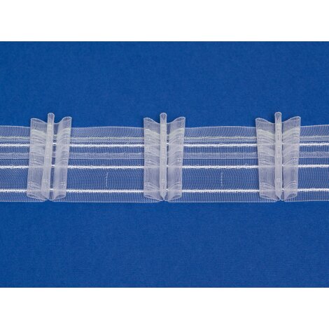 Faltenband Gardinenband Reihband breit wei&szlig; transparent 3 Falten-Verbrauch 2,5