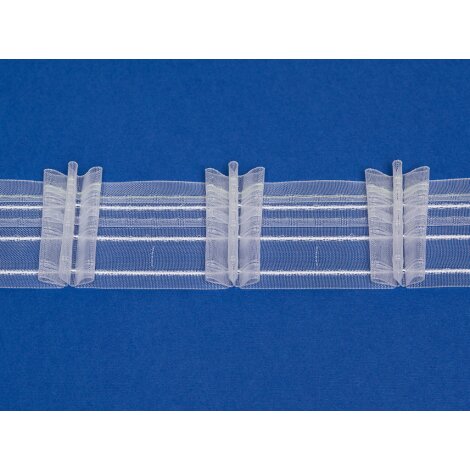 Faltenband Gardinenband Reihband breit weiß transparent 4 Falten-Verbrauch 3,0