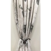 Deko Stoff Gardine Vorhang Landhaus Hirsch grau beige blickdicht, Reststück 2,2 m