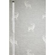 Deko Stoff Gardine Vorhang Landhaus Hirsch grau natur blickdicht, Meterware