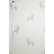 Deko Stoff Gardine Vorhang Landhaus Hirsch grau natur blickdicht, Meterware