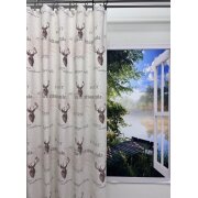 Landhaus Deko Stoff Vorhang Hirsch braun Schrift Vintage...