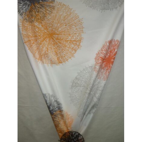 Deko Stoff Vorhang Kreise Pusteblume weiß orange grau blickdicht, Reststück 4,8 m