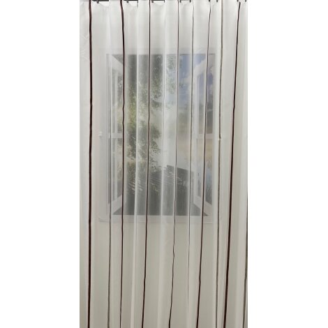 Stores Gardine Stoff Streifen natur rot beige transparent, Meterware