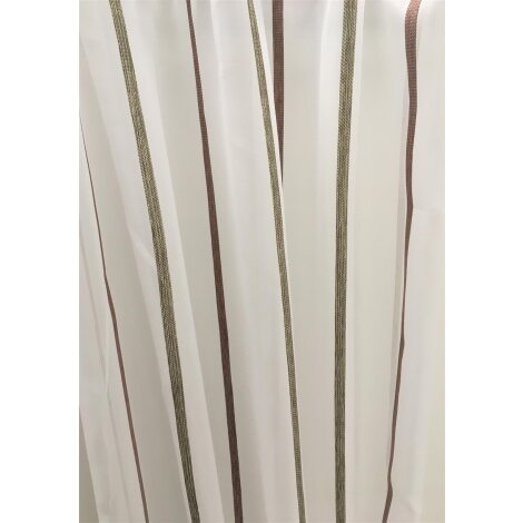 Stores Gardine Stoff Vorhang Streifen natur rot beige transparent, Meterware