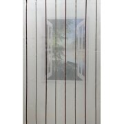 Stores Gardine Stoff Streifen natur rot beige transparent, Meterware