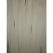 Stores Gardine Stoff Vorhang Sherley K&auml;stchen wei&szlig; rot transparent, Meterware