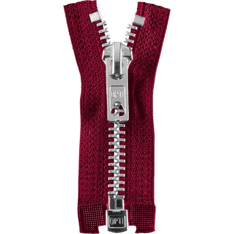 Reißverschluss Metall silber oder brüniert 30-80 cm teilbar Farbe weinrot OPTI PRYM 45 cm