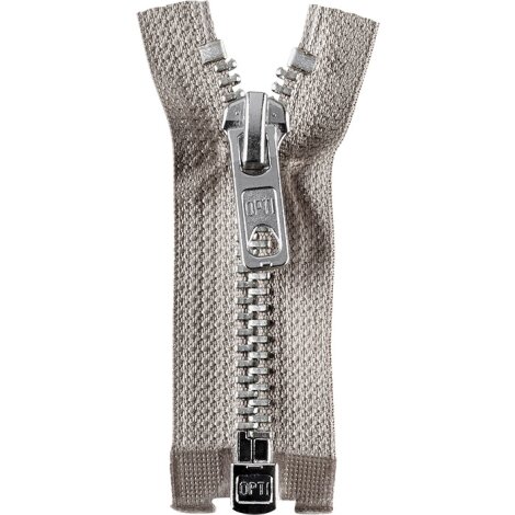 Reißverschluss Metall silber oder brüniert 30-80 cm teilbar Farbe hellgrau OPTI PRYM 45 cm