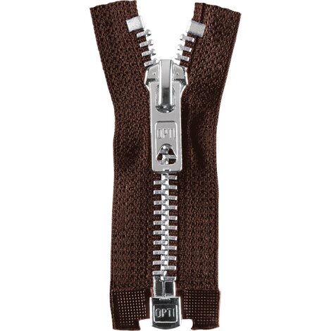 Reißverschluss Metall silber oder brüniert 30-80 cm teilbar Farbe dunkelbraun OPTI PRYM 55 cm