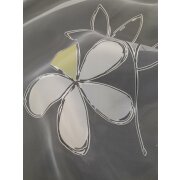 Stores Gardinenstoff Ausbrenner Blume wei&szlig; gr&uuml;n transparent, L&auml;ngenauswahl