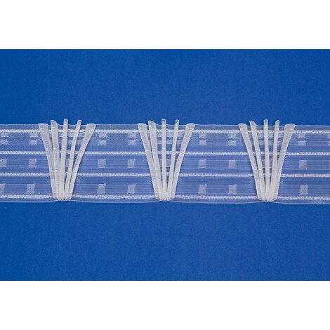 Schmuckfalte Legato V-Faltenband Automatik breit transparent, Meterware