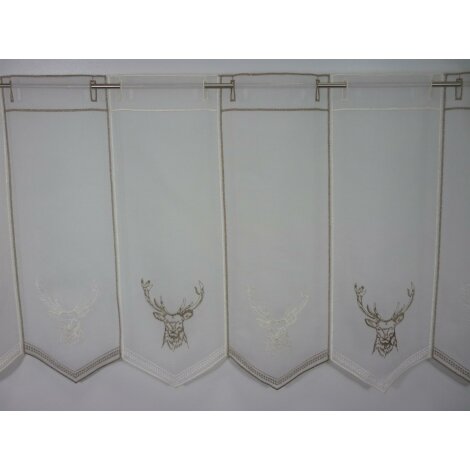 Pannaux Vorhang Scheibengardine Hirsch creme H 45 cm transparent, Meterware