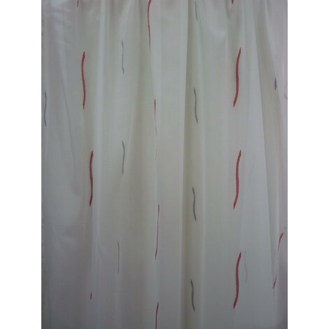 Stores Gardine Stoff 2. Wahl Wellen creme rot grau...