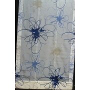 Musterfenster Raffrollo mit Zug Vorhang Gardine wei&szlig; creme blau grau, fertig gen&auml;ht