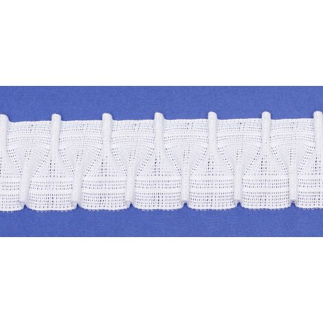 Gardinenband Flauschr&uuml;cken Smokband Mirabell 50 mm 1:2,5 wei&szlig;, Meterware