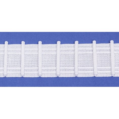 Gardinenband Flauschrücken Stiftband Manhattan 50 mm 1:2,5 weiß, Meterware