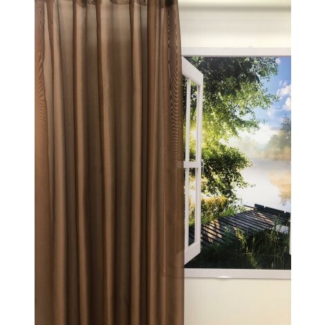 Deko-Stoff Gardine Vorhang, braun uni, transparent,...