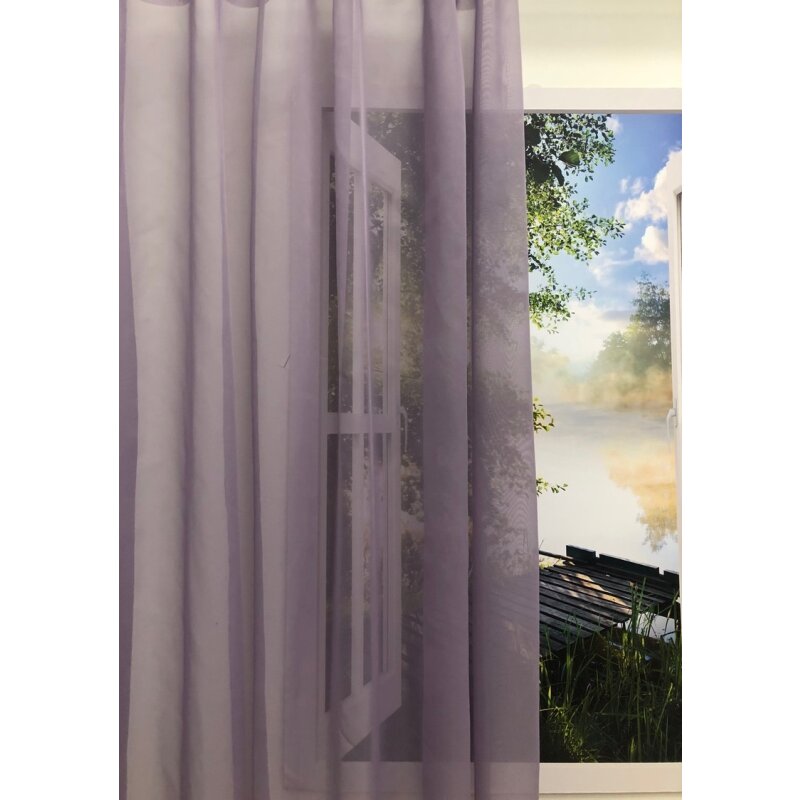 Dekostoff Gardine Vorhang flieder lila uni einfarbig trans