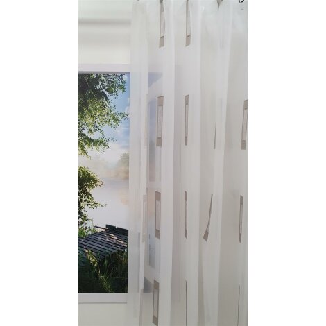Stores Gardine Stoff Vorhang Streifen rohwei&szlig; beige silber transparent Meterware