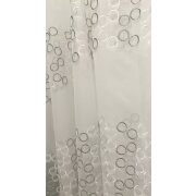 Stores Gardine Stoff Vorhang Kreise rohwei&szlig; silber transparent Meterware