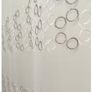 Stores Gardine Stoff Vorhang Kreise rohwei&szlig; silber transparent Meterware