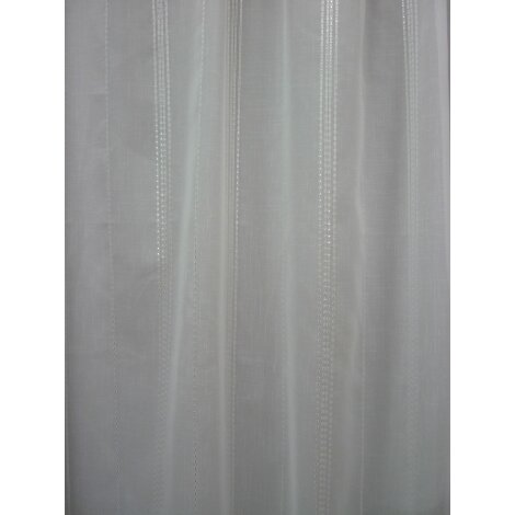 Stores Gardine Stoff Vorhang Streifen wei&szlig; silber transp., Restst&uuml;ck 1,3 m